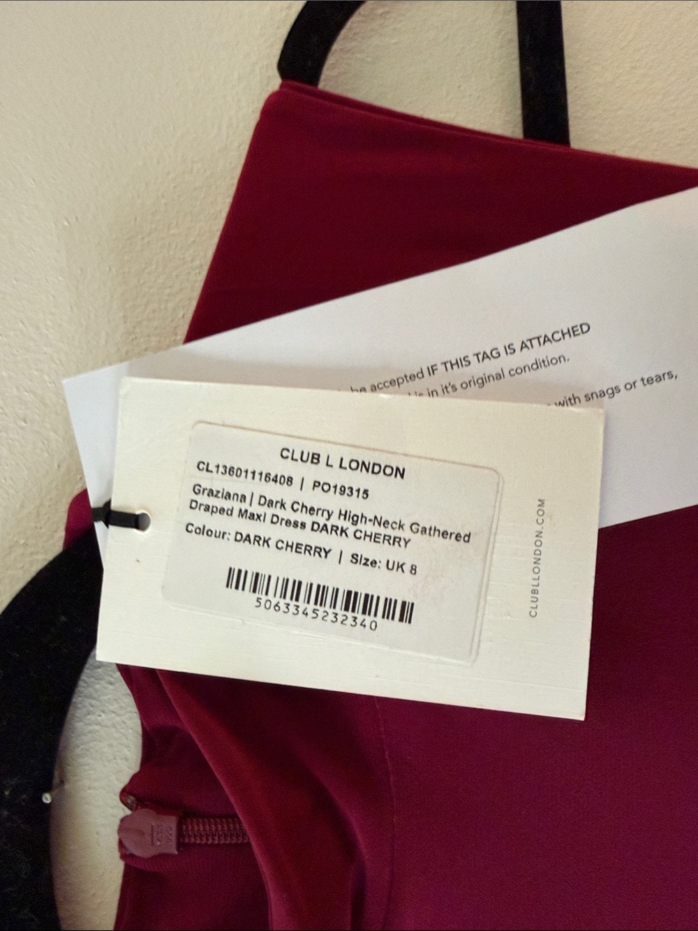Club L London Sleeveless Maxi Dress in Burgundy - Picture 2 of 2